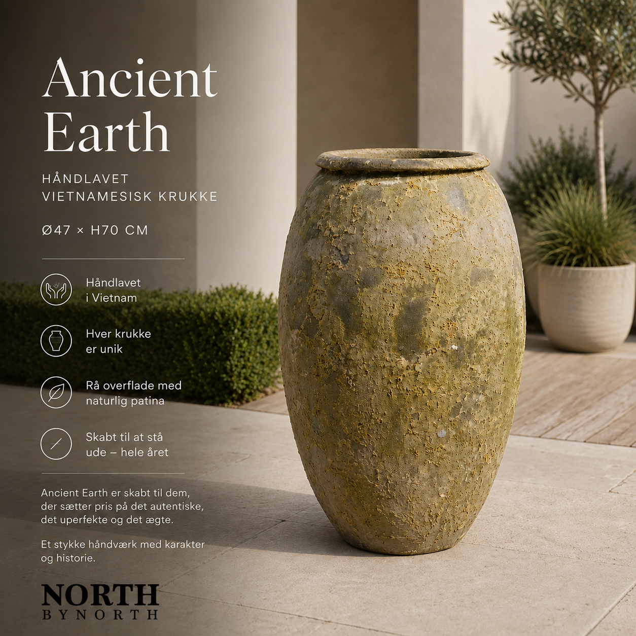 Ancient Earth. Håndlavet vietnamesisk statementkrukke på 70cm