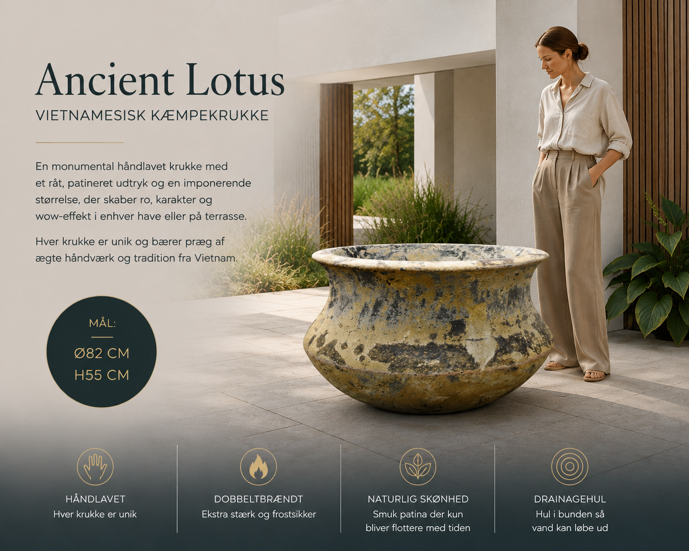 Ancient Lotus – Vietnamesisk håndlavet kæmpekrukke