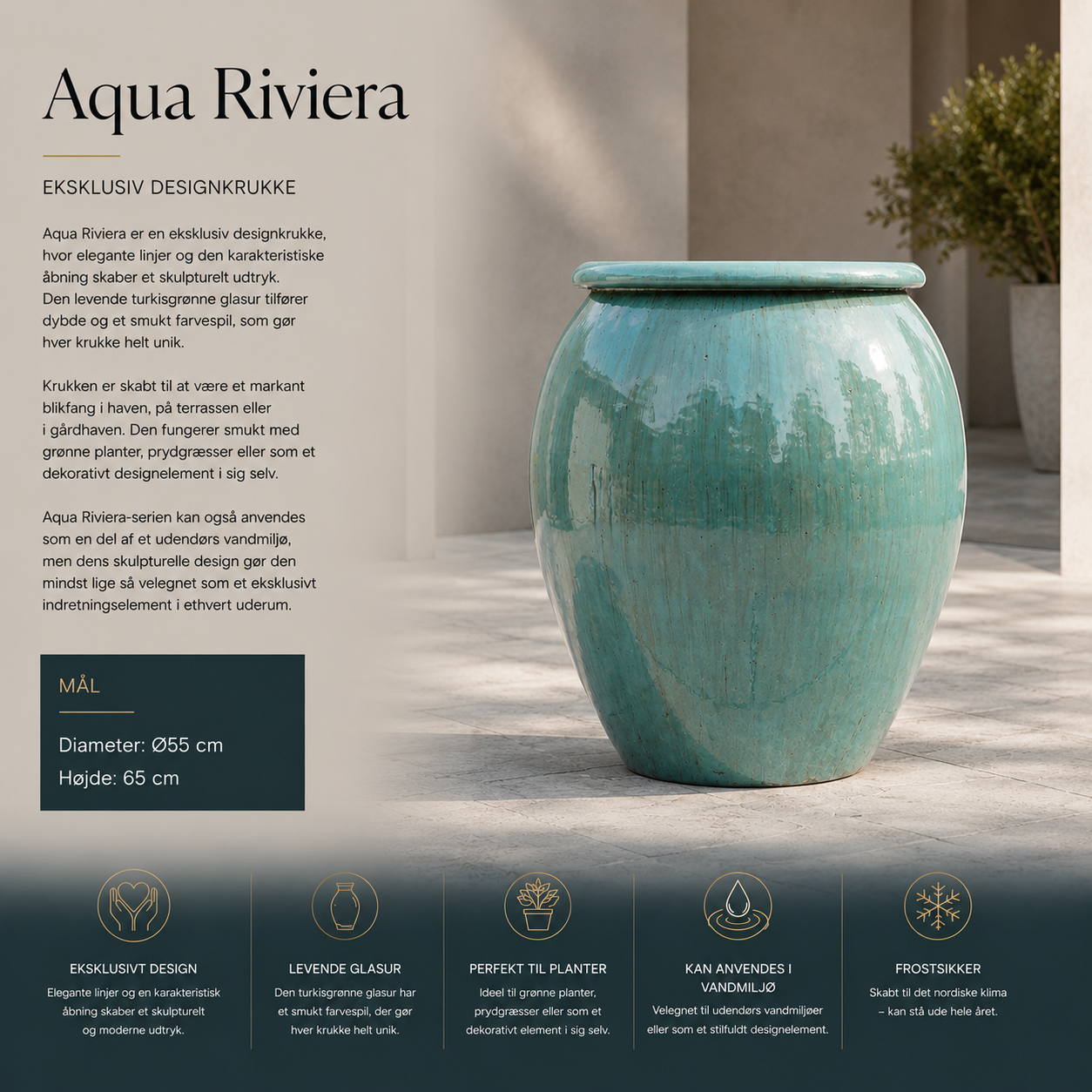 Aqua Riviera – Eksklusiv designkrukke 65cm høj