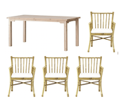 Bambuspakke,  spisebord 170x90 og 4 Luna spisebords stole