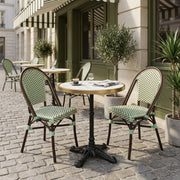 Ellis Cafésæt (2 Stole) – AFRICA 3 Bordstel & Bordplade i Komprimeret Natursten m. Marmorlook & Messingkant Ø60 cm
