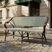 Paris Cafébænk med armlæn Fransk flet – Grøn/Beige