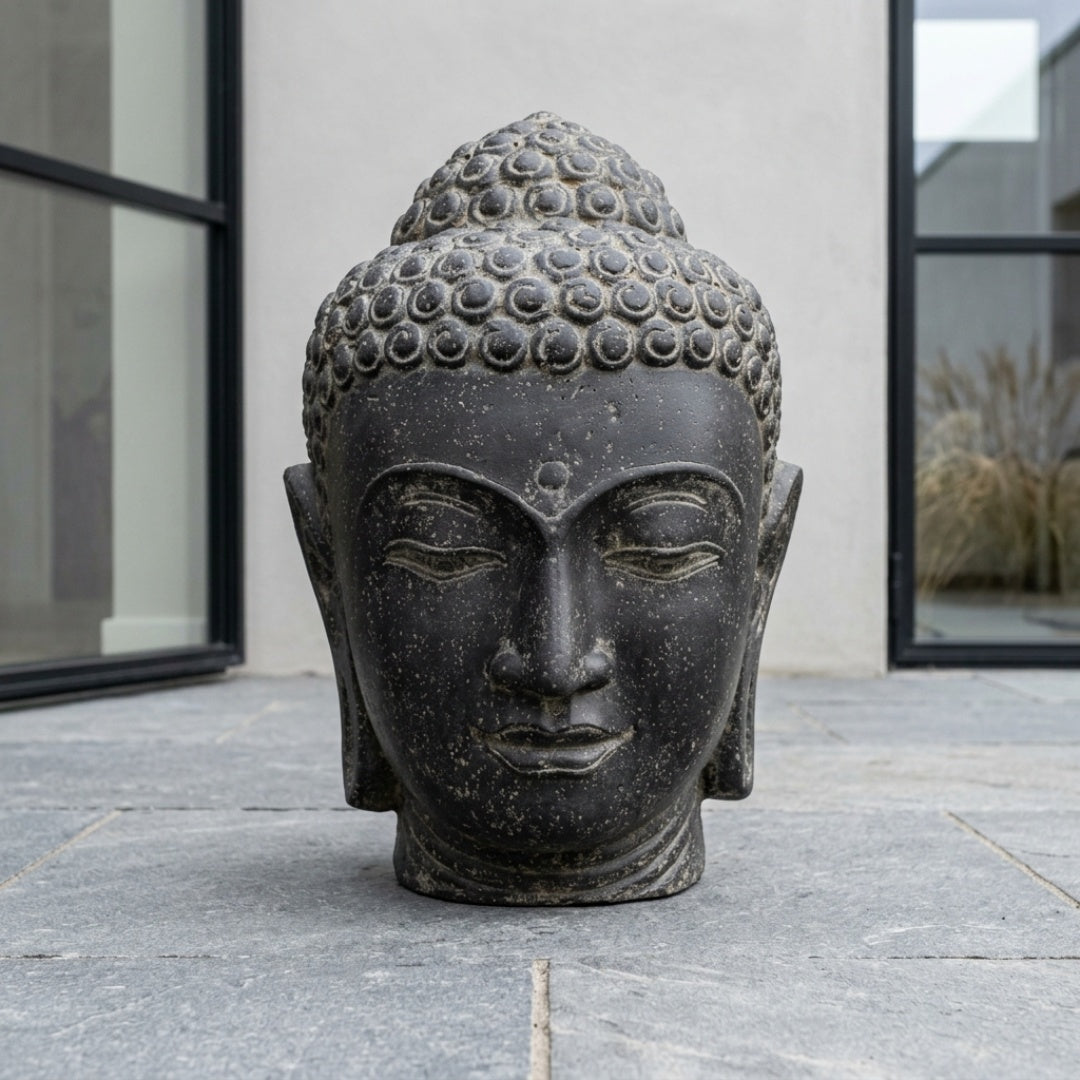 Buddha Head Statue - Grey 50cm