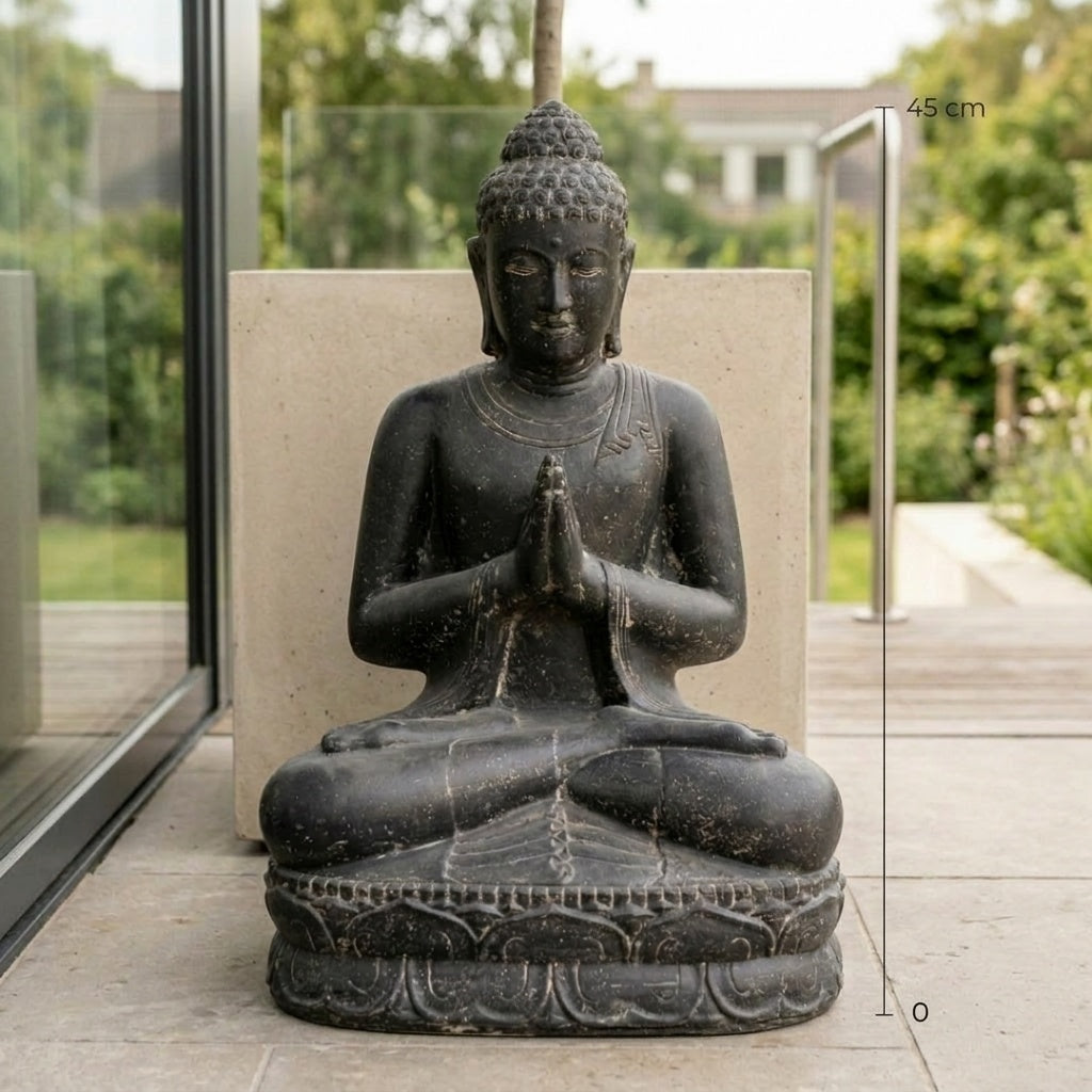 Buddha Sitting Greeting - Grey 45 cm
