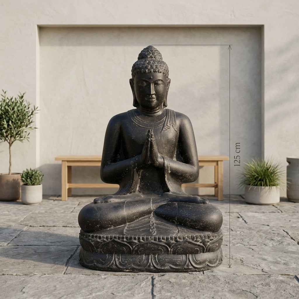 Buddha Sitting Greeting - Grey 125 cm