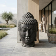 Buddha Head Statue - Grey 75 cm