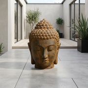 Buddha Head Statue - Rust 50 cm