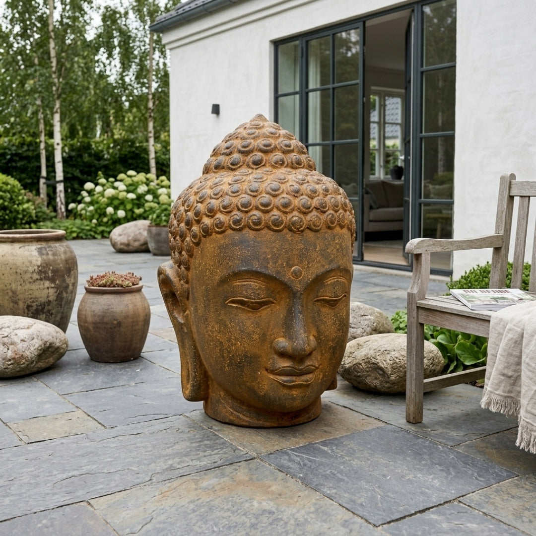 Buddha Head Statue - Rust 100 cm