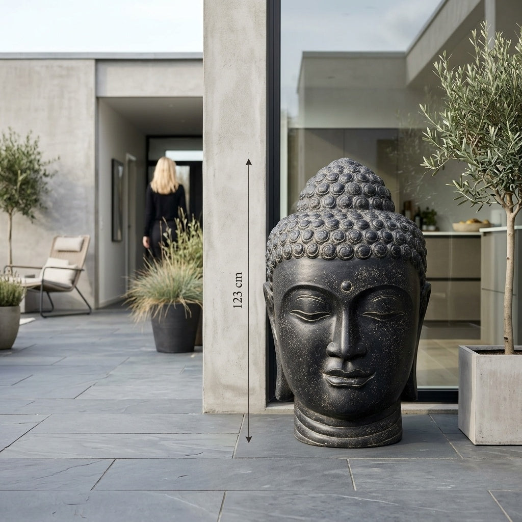 Buddha Head Statue - Grey 123 cm