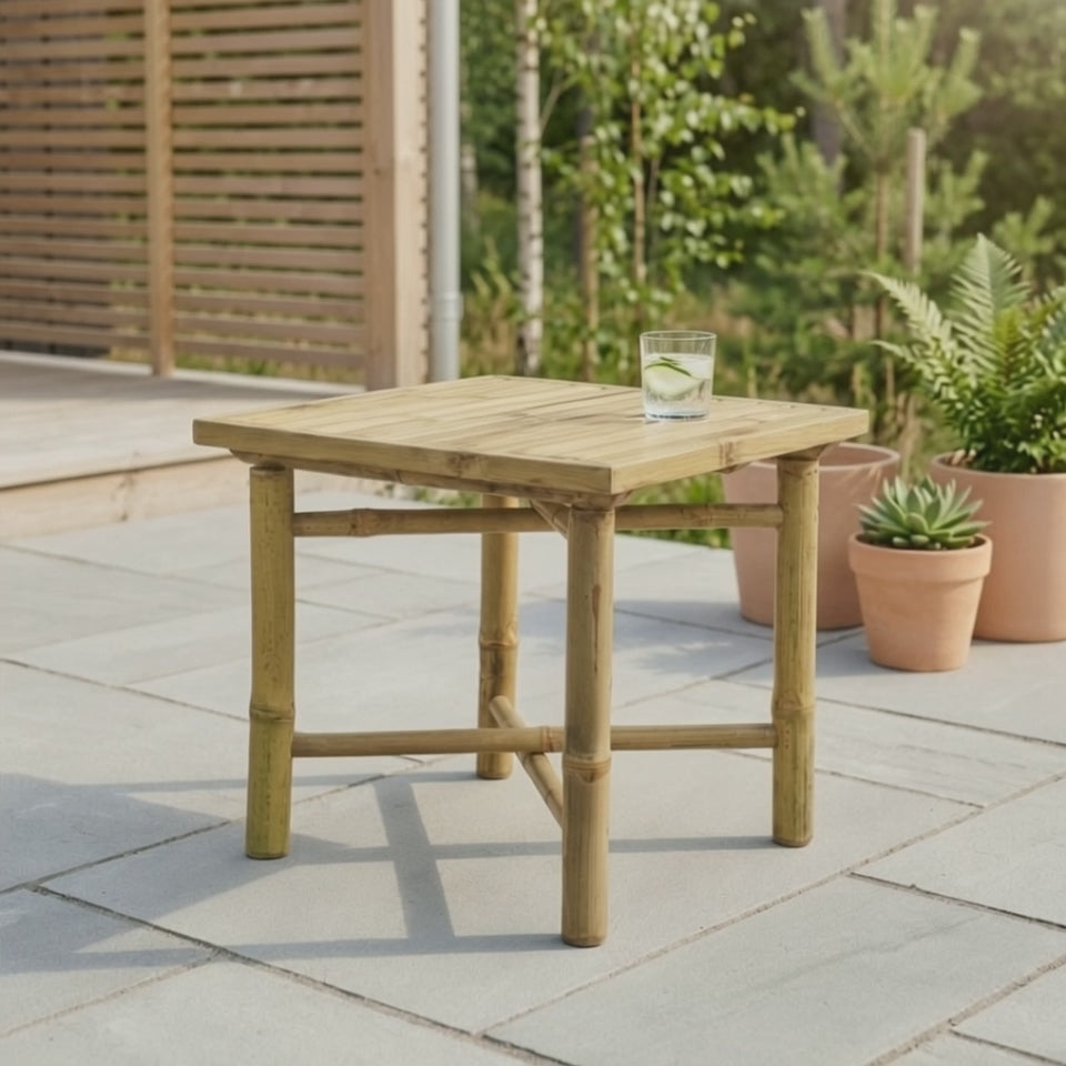 Indlæs video: Bambus Skandinavisk Kaffebord 45 x 45cm